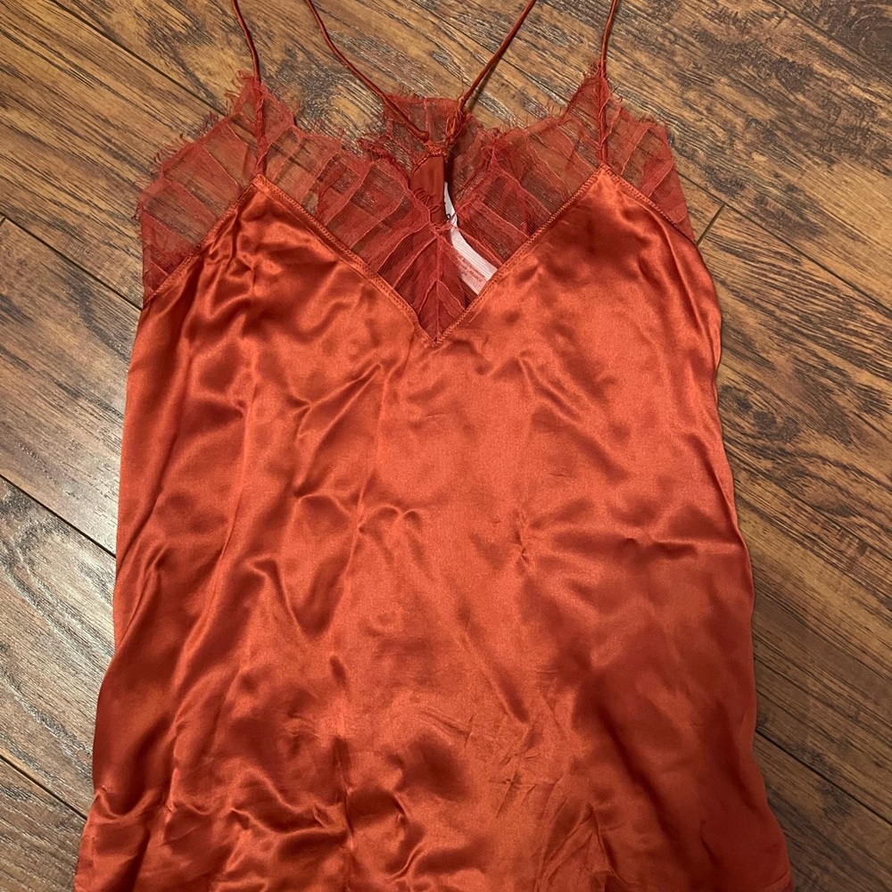 Orange Satin and Lace Camisole